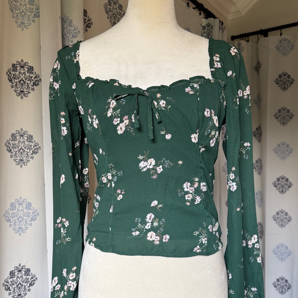Abercrombie & Fitch Green Floral Blouse